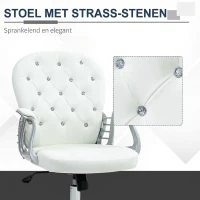 Vinsetto Bureaustoel, Ergonomische Bureaustoel met Armleuning, Gevoerde Rugleuning Wit(m-7)