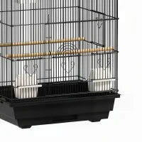 PawHut Gabbia per Uccelli con Maniglia di Trasporto e Vassoio Estraibile, in Metallo e Plastica, 50.5x41x104 cm, Nero(m-10)