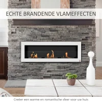 HOMCOM ethanolhaard bio-ethanolbrander 3 verbrandingskamers 3 uur. Brandduur wit(m-6)