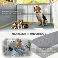 PawHut Werpkist voor puppy's, werpkist/puppyren met 7 panelen, 2 zones, wasbaar werpkussen, 203x102x60cm Zwart(m-7)