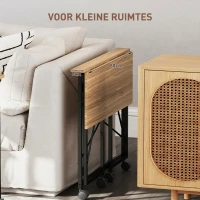 HOMCOM Opklapbare Bureau met Wielen, Ruimtebesparend, Staal, MDF, Eiken(m-4)