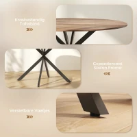 HOMCOM Ronde eettafel voor 4 personen, keukentafel in industriële stijl met stalen poten, voor eetkamer, keuken, donkerbruin(m-6)