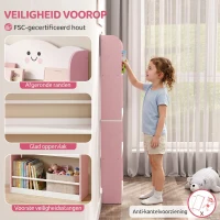 AIYAPLAY Kinderboekenrek met 4 planken, wandgemonteerd boekenrek voor kinderkamer, speelkamer, woonkamer, Roze(m-5)