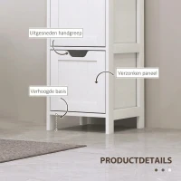HOMCOM Badkamerkast met 3 Laden en 2 Open Schappen, Smalle Opbergkast voor Kleine Badkamer, Waterafstotend Materiaal, Wit(m-5)
