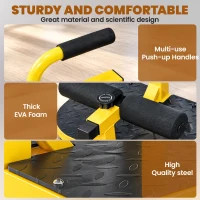HOMCOM Sissy Squat Bench, Adjustable Squat Machine, Sit Up Machine with Push Up Stand, Leg Workout Trainer for Lower Body and Core Training, Home Gym Fitness Equipment, Yellow(m-7)