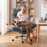 HOMCOM Executive Office Chair Height Adjustable Desk Chair Reclining Flip-up Armrest Footrest, Dark Grey(m-9)