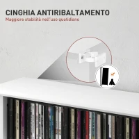 HOMCOM Scaffale Porta CD con 6 Ripiani Regolabili, Capacità di 360 CD/185 DVD, 58x24x124.5 cm, Bianco(m-6)