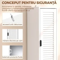 HOMCOM Dulap de Baie Înalt cu Uși Tip Oblon și Poliță Reglabilă, Alb(m-8)