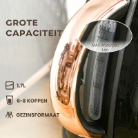 HOMCOM Waterkoker, 2200W, venster, filter, snelkoker, zwart(m-5)