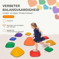 AIYAPLAY Balans-Rivierstenen voor Kinderen, 11 Delen, Antislip, Obstakelstenen voor Motorische Ontwikkeling, Kunststof, Bont(m-4)