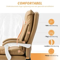HOMCOM Ergonomische Bureaustoel met Lendensteun en Voetsteun, Lichtbruin(m-4)