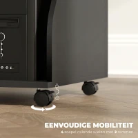 HOMCOM Computertafel op Wielen, Bureau met Opbergruimte, 80 x 48 x 75 cm, Zwart(m-5)