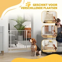PawHut Veiligheidshek voor honden, barrière, muurbevestiging met drukknopen, verstelbaar van 75 cm tot 95 cm, wit(m-7)