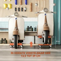 HOMCOM Motorfietslift 500 kg Capaciteit 135-390 mm Verstelbare Hoogte Staal Oranje(m-6)