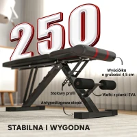 Składana ławka do ćwiczeń SPORTNOW, regulowana ławka do ćwiczeń z siedziskiem i oparciem o wielu kątach nachylenia, płaska lub skośna ławka do ćwiczeń siłowych w domowej siłowni, czarna(m-6)