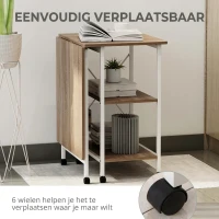 HOMCOM Klaptafel tafel bureau kantoortafel met wielen computertafel mobiel MDF natuur(m-6)
