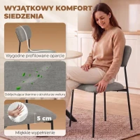 HOMCOM 5-częściowy zestaw jadalniany do małych wnętrz, stół i 4 tapicerowane krzesła, stalowa rama, dąb/szary(m-6)