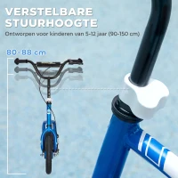 AIYAPLAY Kinderroller met verstelbaar stuur, grote wielen, parkeerstandaard, handrem, voor kinderen van 5-12 jaar, Blauw(m-4)