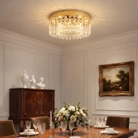 HOMCOM Crystal Chandeliers with 225 Crystal Pendants, 8-Light Ceiling Light for Living Room, Bedroom Dining Room, Gold Tone(m-9)
