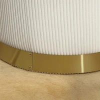 HOMCOM Zitpoef met Opbergruimte, Opvouwbare Poef met Deksel, Stalen Bodem, Ronde Voetenpoef 36 x 36 x 44 cm Crèmewit(m-6)