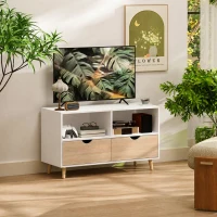 HOMCOM TV-kast, TV-meubel met Laden, Open Planken, Hout, 99 x 39 x 58 cm, Wit(m-6)
