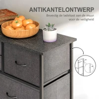HOMCOM Dressoir, Sideboard met Stoffen Laden, 10 Vakken, Metalen Frame, 100x30x100cm, Zwart(m-6)