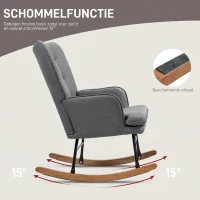 HOMCOM Schommelstoel met Voetenbank, Comfortabel, Tot 130 kg, Linnenlook, 64x89x90cm, Donkergrijs(m-4)