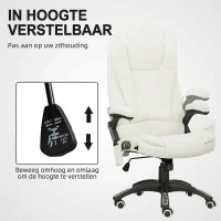 Vinsetto Ergonomische bureaustoel met massagefunctie, 68 x 72 x 110–120 cm, Cremewit(m-5)