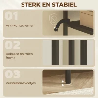 HOMCOM Consoletafel 3 niveaus opbergplanken Smalle Entreetafel Stalen Frame voor Woonkamer Hal 55 cm Zwart(m-5)