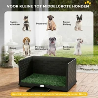 PawHut Hondentoilet 75 x 51 cm Hondentoilet met Kunstgras, Puppytoilet met Hoge Wanden, Uittrekbare Lade en Drainage Zwart(m-8)