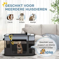 PawHut Huisdieren Speelhek, Opvouwbaar, met Opbergtas, voor Puppy's en Katten, Binnen en Buiten, Grijs(m-4)