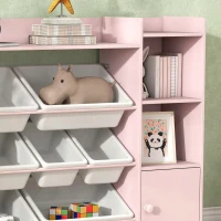 AIYAPLAY Kinderopbergkast, rek voor speelgoed en boeken, voor overzichtelijk opruimen, 8 uitneembare boxen, Roze(m-7)