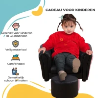 HOMCOM kinderstoel met poef, kinderbank kinderbank mini-bank voor 3-7 jaar kinderen kindermeubel hout zwart 54 x 42 x 41 cm(m-6)