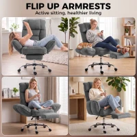 HOMCOM Executive Office Chair Height Adjustable Desk Chair Reclining Flip-up Armrest Footrest, Dark Grey(m-4)