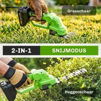 Outsunny 2-in-1 Draadloze Heggenschaar Elektrische Heggen- & Struikschaar met 20/10 cm Snijlengte, Oplader(m-4)