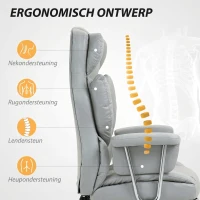 HOMCOM Ergonomische Bureaustoel met Armleuningen, Voetsteun, in Hoogte Verstelbare Draaistoel van Microvezelstof, Gevoerd Computerstoel, Lichtgrijs(m-4)