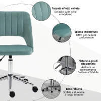 Vinsetto Sedia da Ufficio Ergonomica ad Altezza Regolabile, in Tessuto Vellutato, 49x60x79-91 cm, Verde Petrolio(m-7)