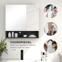 HOMCOM Badkamerkast met Spiegeldeur, Verstelbare Planken, tot 15 kg Belastbaar, Wit(m-6)
