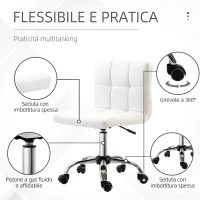 HOMCOM Sedia da Ufficio Ergonomica, Sedia Girevole Altezza Regolabile in Pelle Sintetica 46 × 51 × 80-92cm(m-6)