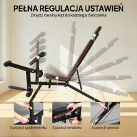 SPORTNOW Regulowana ławka do 300 kg 3 w 1 ławka treningowa z rolkami prostownik nóg modlitewnik zagłówek taśmy oporowe(m-6)