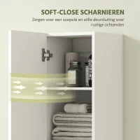 HOMCOM Wandgemonteerde badkamerkast, gelakte afwerking, 6 planken, MDF, Wit(m-5)