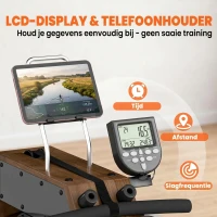 SPORTNOW Waterroeimachine voor thuis rubberhout opvouwbaar met Bluetooth APP dubbele aluminiumrails LCD-display tot 158 kg(m-7)