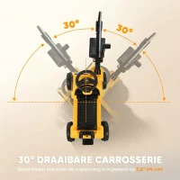 AIYAPLAY Zitbagger Opzitbagger met Schep en Stuur, Draaibare Carrosserie, Verstelbare Rugleuning voor kinderen 1,5-3 jaar Geel(m-6)