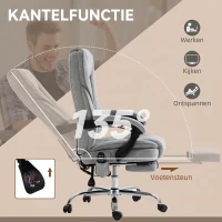 Vinsetto Ergonomische Bureaustoel met Massagefunctie, Voetsteun, Draaibaar, Verrijdbaar, Grijs(m-6)
