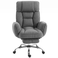HOMCOM Executive Office Chair Height Adjustable Desk Chair Reclining Flip-up Armrest Footrest, Dark Grey(m-1)