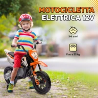 AIYAPLAY Moto Elettrica per Bambini con Rotelle Rimovibili, Sospensioni, Suoni e Indicatore di Carica, Arancione(m-6)