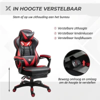 Vinsetto Ergonomische kantoorstoel gamestoel draaistoel verstelbare rugleuning rood(m-4)
