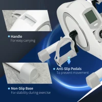 SPORTNOW Mini-Hometrainer, Onder-het-Bureau Voetpedalen, Arm- en Been Oefeningen, 8 Weerstandsniveaus, Staal, Wit(m-8)