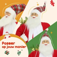HOMCOM Kerstman 1,6 m staande kerstman met geschenken en kerstglokken Soundfunktion(m-6)