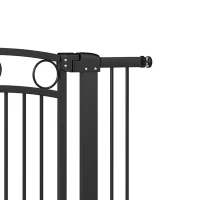 PawHut 106 cm hoog huisdierenhek met aanpasbare breedte, ingebouwde kattendeur, voor trappen en deurposten, Zwart(m-10)